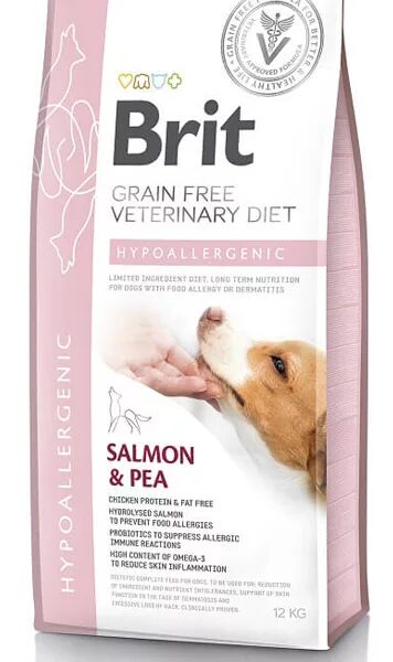 Brit Veterinary Diets GF dog Hypoallergenic granule pre psy 12kg