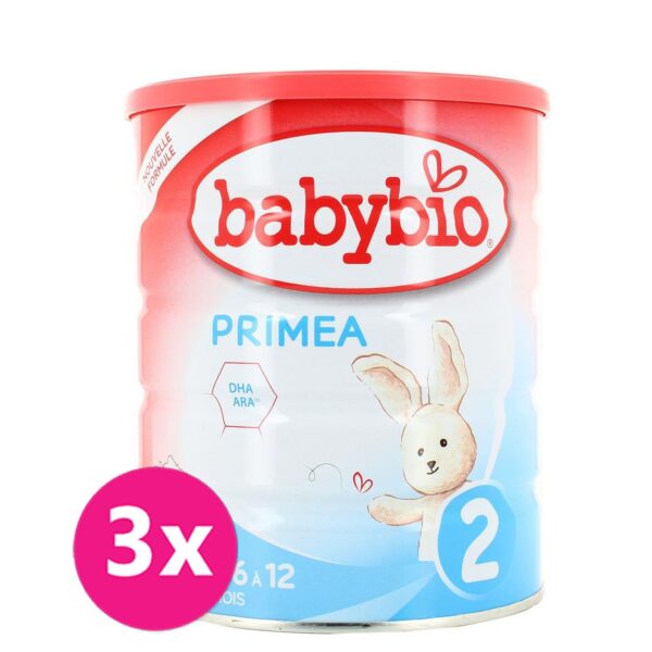 BABYBIO PRIMEA 2 špeciálne dojčenské bio mlieko (6-12m) 3x800 g