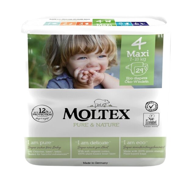 MOLTEX Pure & Nature Plienky Maxi 7-18 kg - ekonomické balenie (6 x 29 ks)