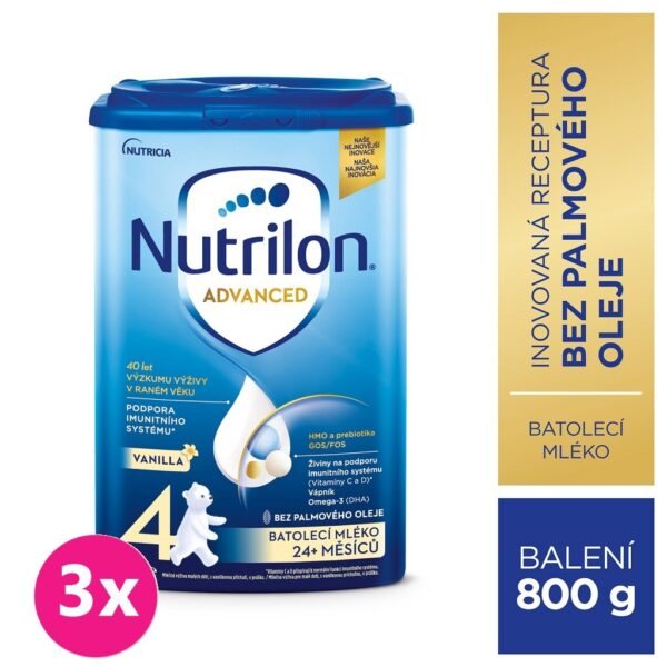 3x NUTRILON 4 Vanilla batolecí mléko 800 g