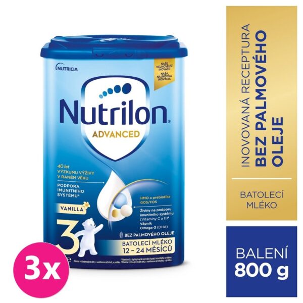 3x NUTRILON 3 Vanilla batoľacie mlieko 800 g