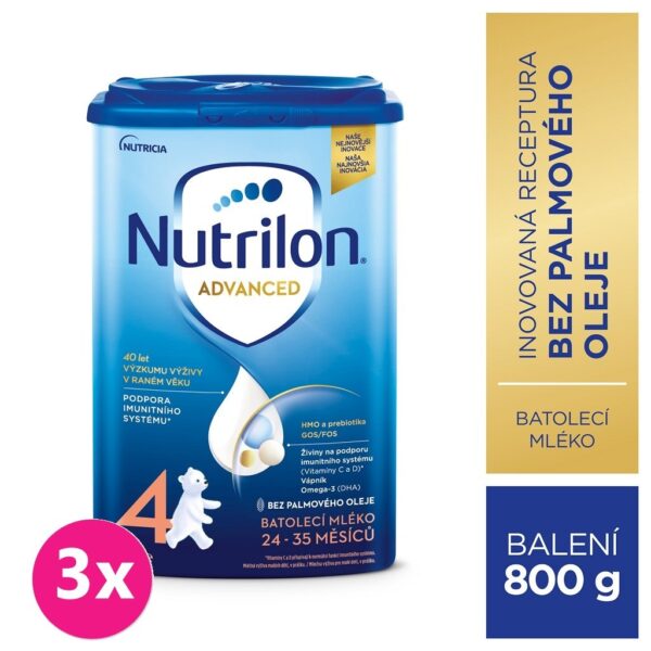 3x NUTRILON 4 Batoľacie mlieko 800 g