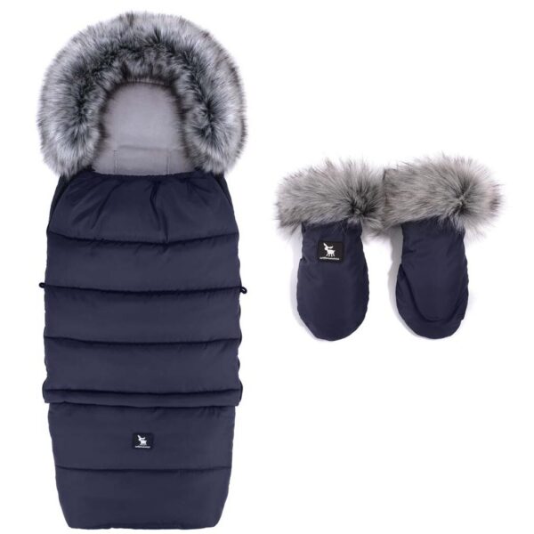 COTTONMOOSE Set fusak a rukavice na kočík Combi Blue