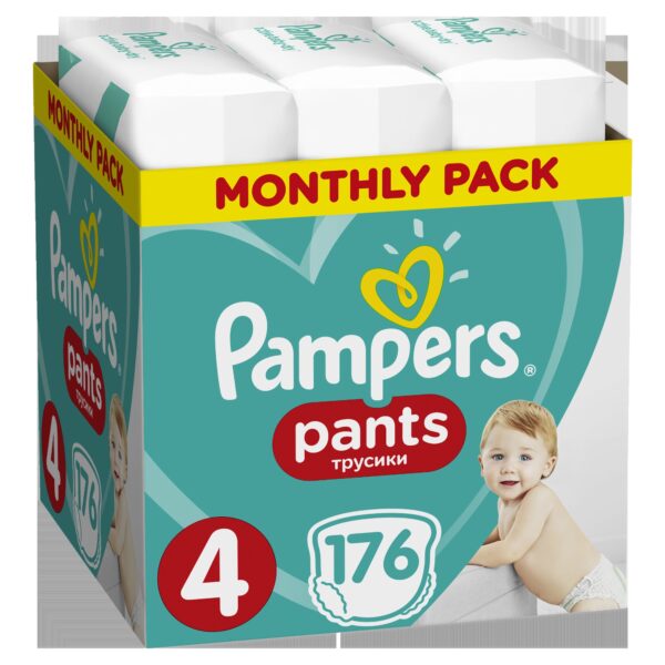 PAMPERS Pants 4 Active Baby Dry 176 ks (9-15 kg) MESAČNÁ ZÁSOBA - plienkové nohavičky