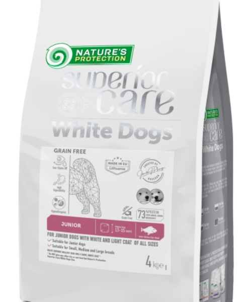 Natures Protection PRO Superior granule s bielou rybou pre dospievajúce biele psy 17kg